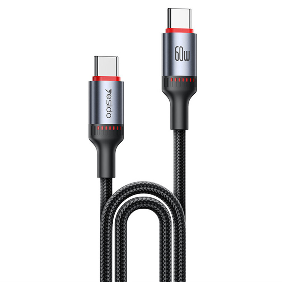 Yesido Ca183 Usb C To C Cable 60W Fast Charging 2M 6.6Ft Aluminum Alloy Braided Data Sync Cord 6914289368635