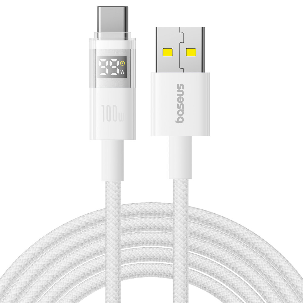 () Baseus Dispaly Ii 2M 100W Cable Data Transfer Usb-A To Usb-C Fast Charging Cord - White/Black 6914283655441
