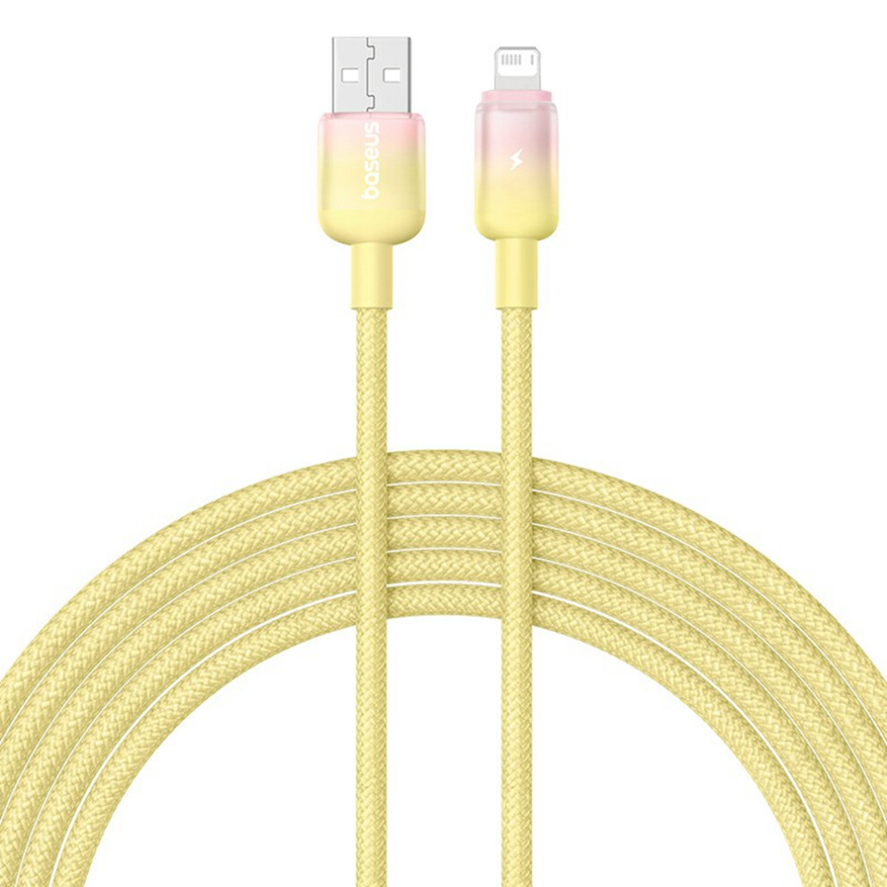 (Yellow) Baseus Discolor Series 2M Fast Charging Cable Usb-A To Ip 2.4A Nylon Braided Data Cord - Yellow 6914288453653