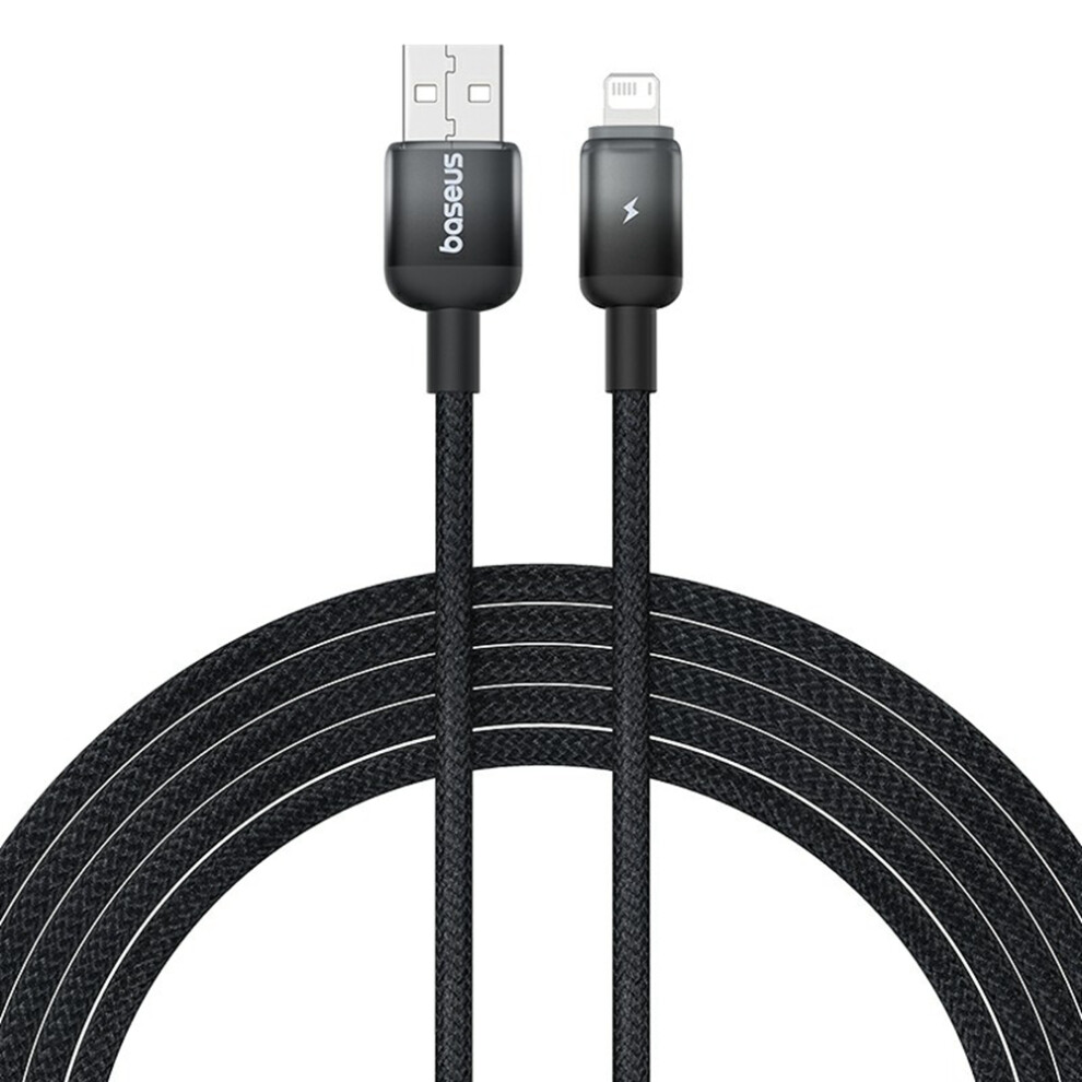 () Baseus Discolor Series 2M Fast Charging Cable Usb-A To Ip 2.4A Nylon Braided Data Cord - Black/Yellow 6914283455140