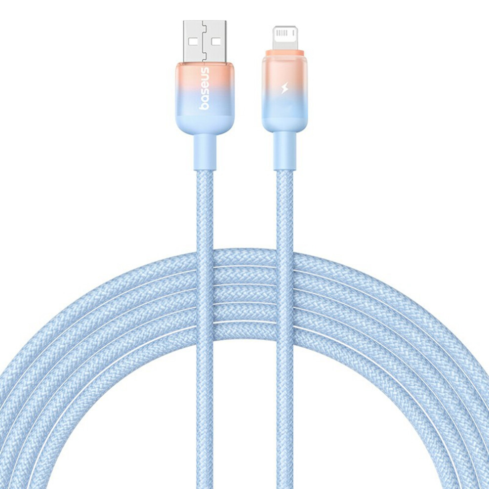 () Baseus Discolor Series 2M Fast Charging Cable Usb-A To Ip 2.4A Nylon Braided Data Cord - Blue/Yellow 6914282128069