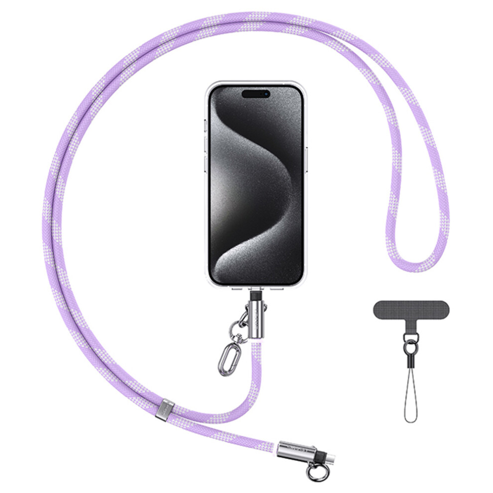 () Usams Sj745 1.2M Crossbody Phone Lanyard Type-C To Type-C 60W Charging Cable - Purple/Black 6914283335633
