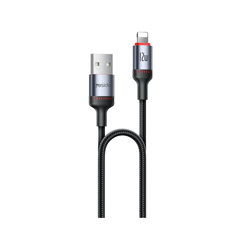 Yesido Ca129l 1.2M Usb To Lightning Data Cable Aluminum Alloy 12W Fast Charging Cord 6914289226935