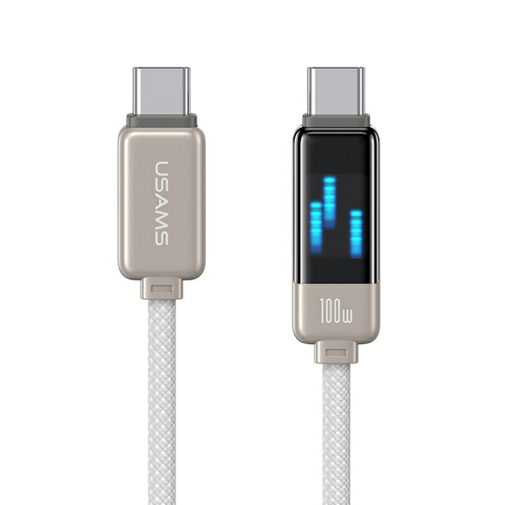 Usams Sj744 1.2M 100W Type-C To Type-C Fast Charging Cord Meteor Display Data Cable - Titanium Light 6914284701574