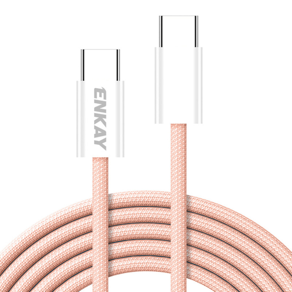 () Enkay 1.5M 60W Type-C To Type-C Fast Charging Cable Braided Phone Data Cord - Pink/Blue 6914288975759