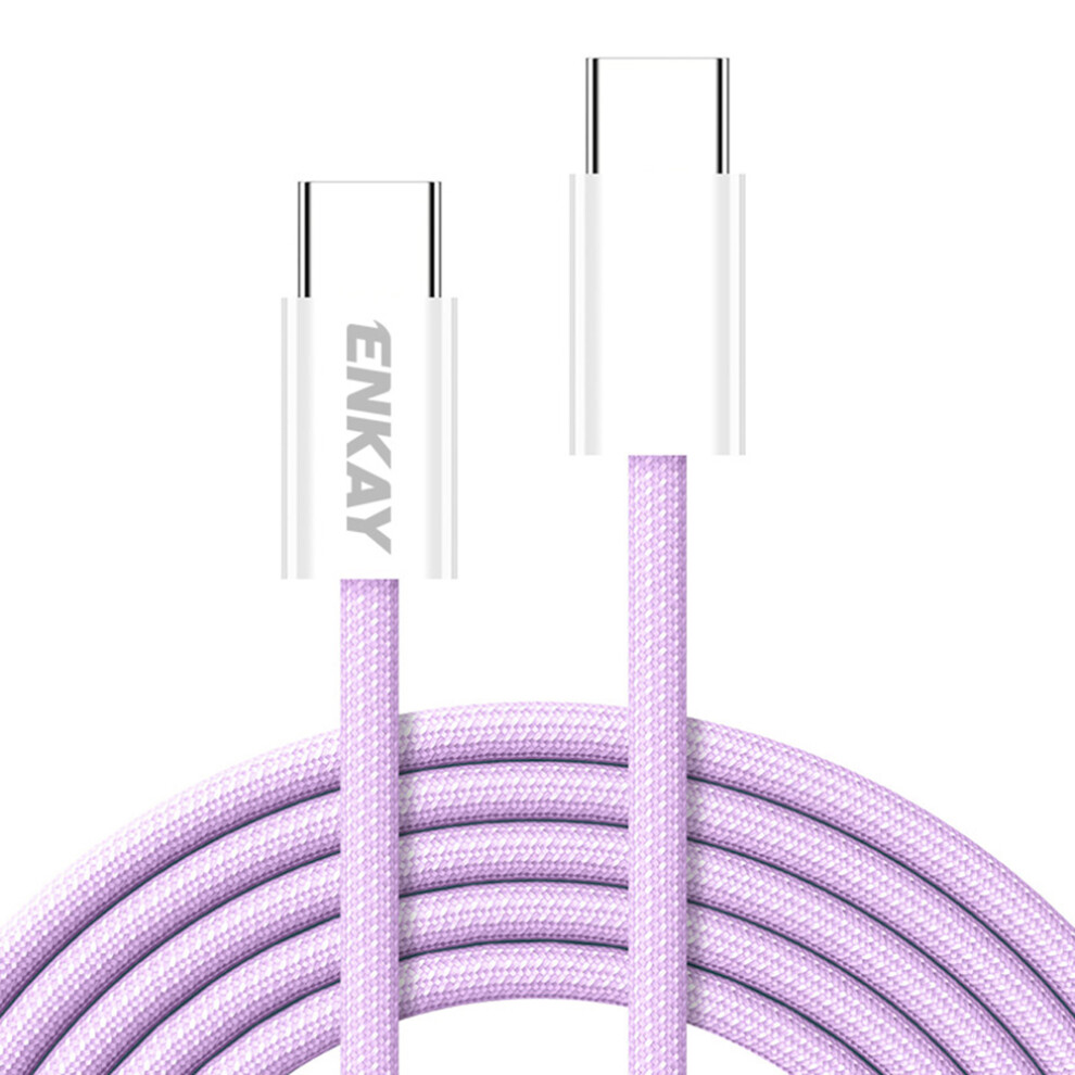 () Enkay 1M 60W Type-C To Type-C Fast Charging Cable Braided Phone Data Cord - Purple/Blue 6914289750324