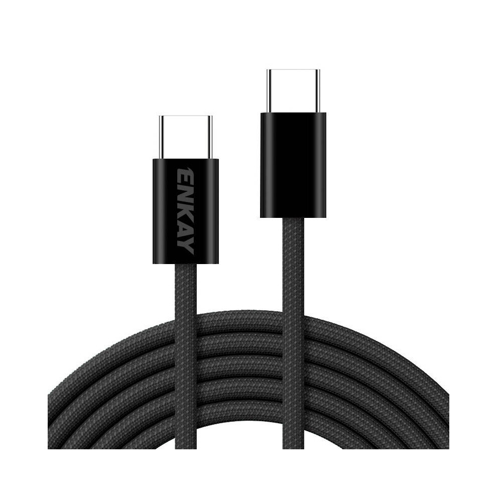 () Enkay 2M 60W Type-C To Type-C Fast Charging Cable Braided Phone Data Cord - Black/Blue 6914287056206