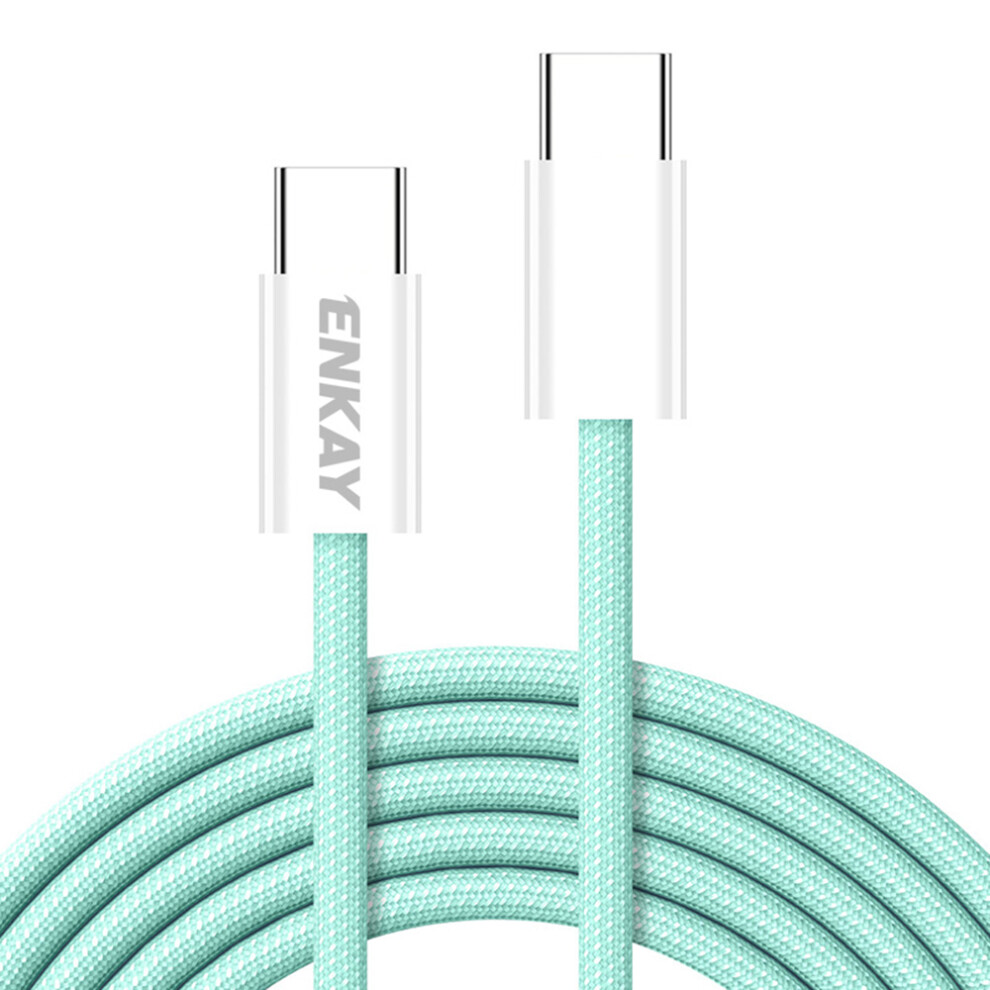 () Enkay 2M 60W Type-C To Type-C Fast Charging Cable Braided Phone Data Cord - Green/Blue 6914288670524