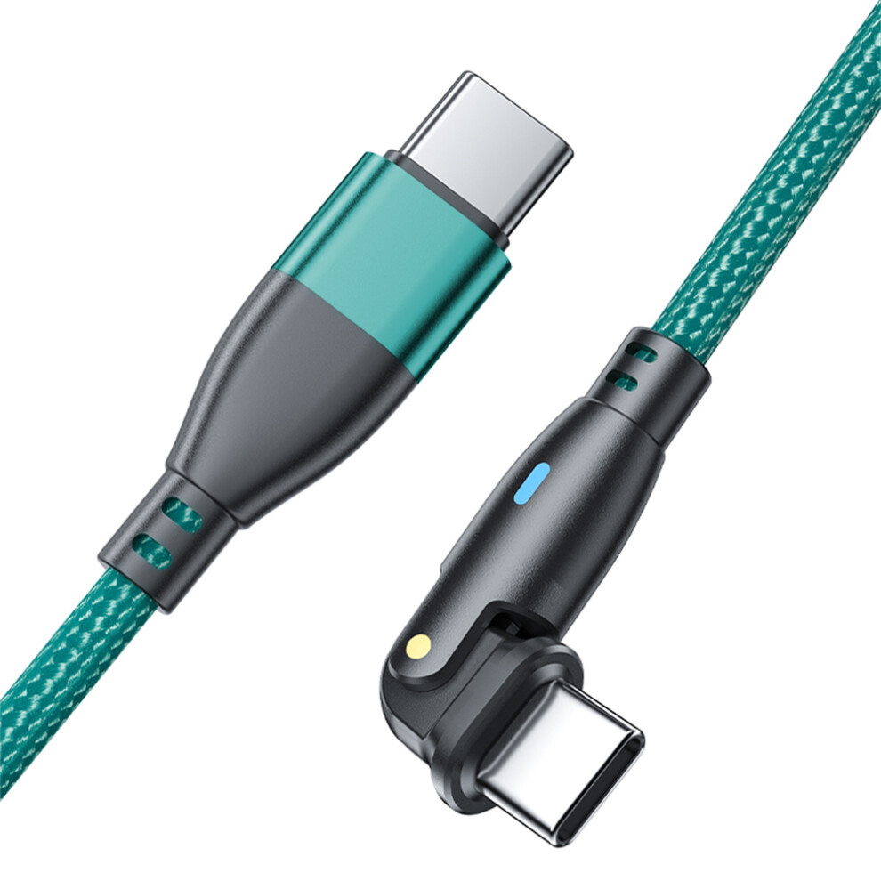 (Green) Pd 60W 1M Dual Type-C Fast Charging Cable With Led Indicator 180 Degree Bend Data Cord For Phone Tablet Laptop - Green 6914280655390