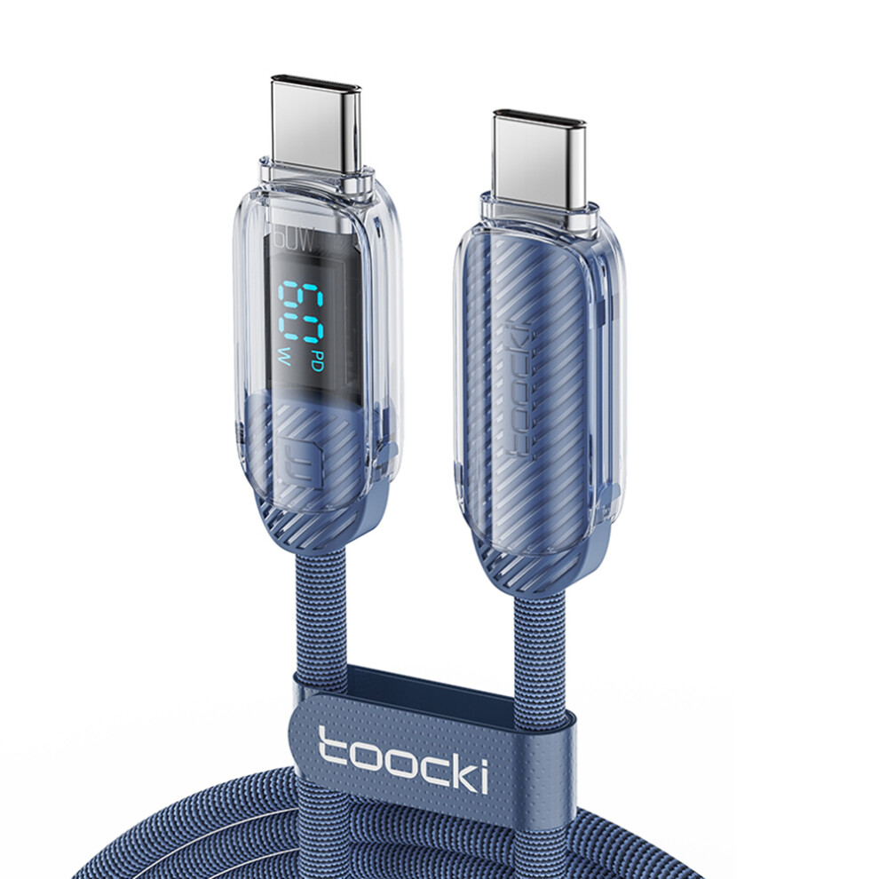 () Toocki Tq-X59 2M Type C To Type C Cable Pd 60W Fast Charging Data Cable With Digital Display - Blue/Black 6914289789416
