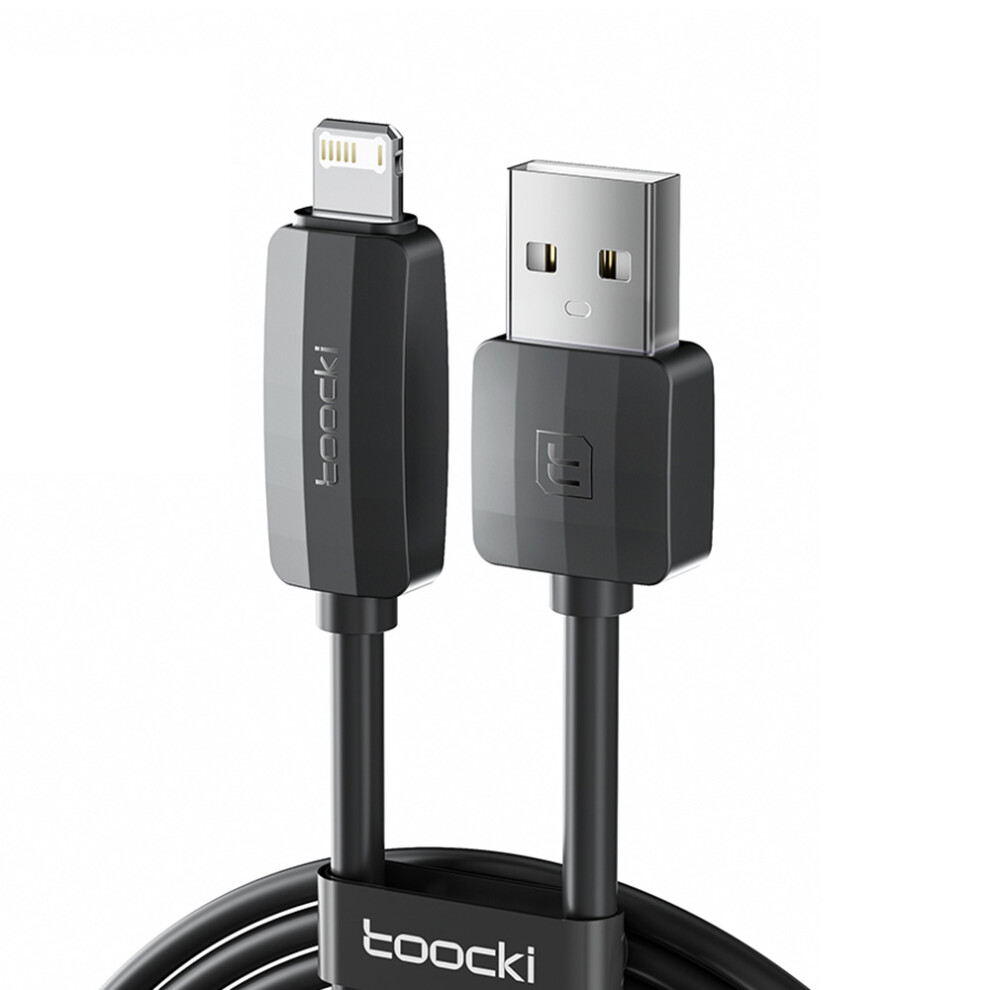() Toocki Tq-X21 2M Usb A To Lightning Cable Silicone Data Sync Cord 2.4A Fast Charging For Iphone - Black/White 6914286543950