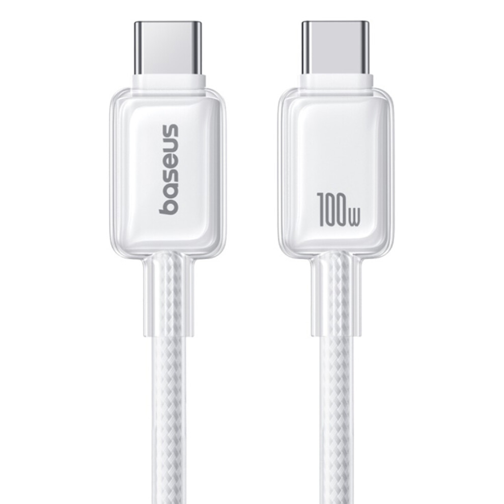 Baseus Crystal 2M 100W Fast Charging Cable Usb-C To Usb-C Nylon Braided Wire - White 6914287643482