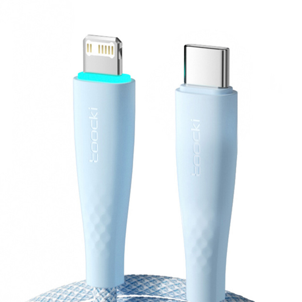 Toocki Tq-X14 1M Data Cable Type C To Lightning Pd 20W Fast Charging Braided Wire - Blue 6914280429366