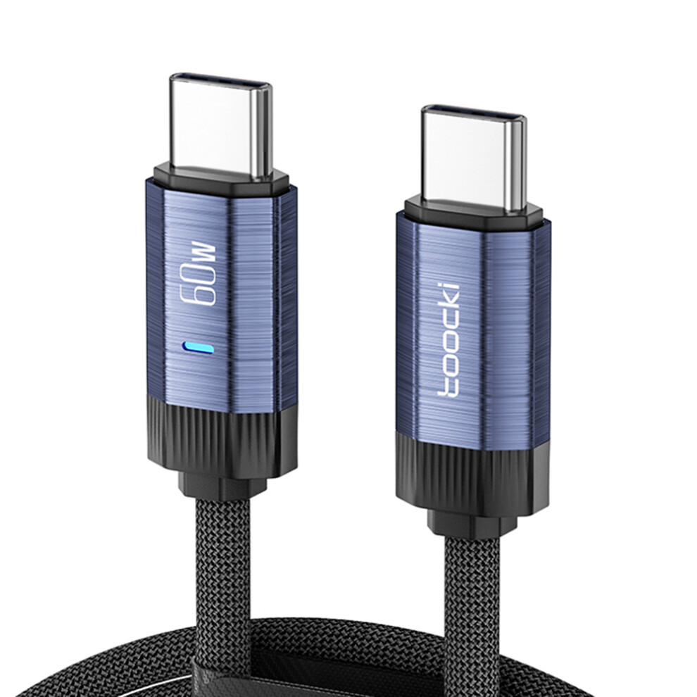 () Toocki Tq-X24 2M Usb C To C Cable 60W Pd Fast Charging Data Sync Cord For Laptop Smartphone - Blue/Grey 6914288336116