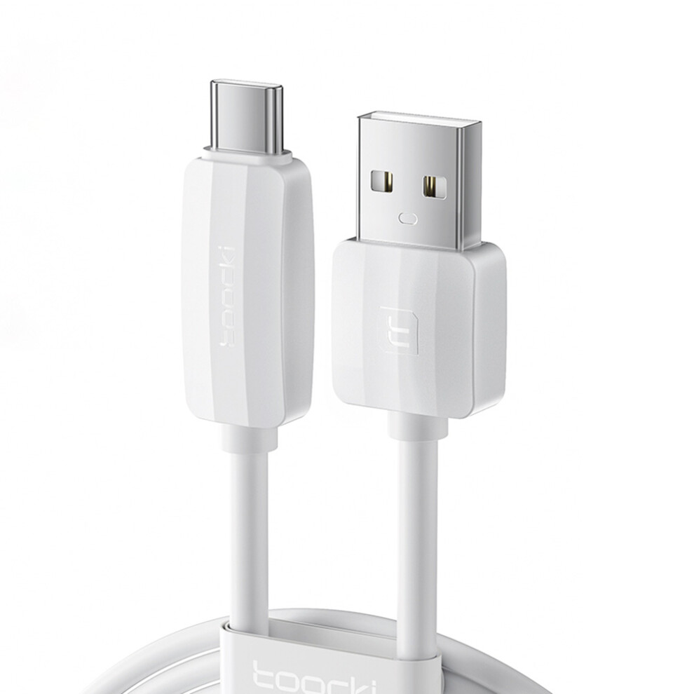 () Toocki Tq-X21 1M Flexible Silicone Data Cable 3A Fast Charging Usb A To Type C Wire - White/Black 6914288162418