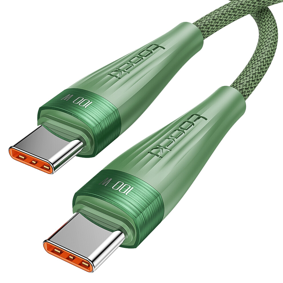 () Toocki Tq-X27 1M Usb C To Usb C Cable Pd 100W Fast Charging 480Mbps Data Sync Cord - Green/Black 6914287376342