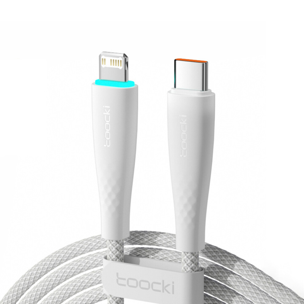 (White) Toocki Tq-X14 2M Data Cable Type C To Lightning Pd 20W Fast Charging Braided Wire - White 6914284068714