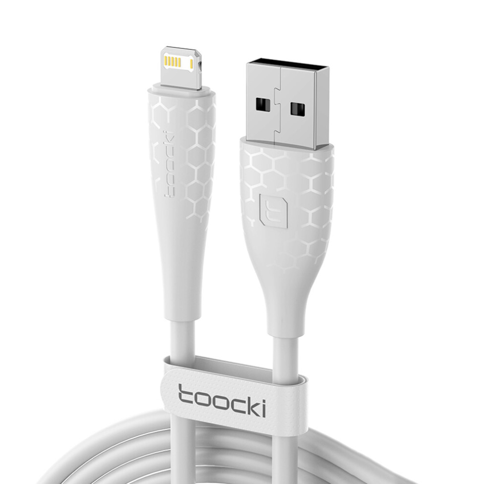 () Toocki Tq-X26 2M 2.4A Fast Charging Usb A To Lightning Cable 480Mbps Data Sync Cord - White/Blue 6914287100367