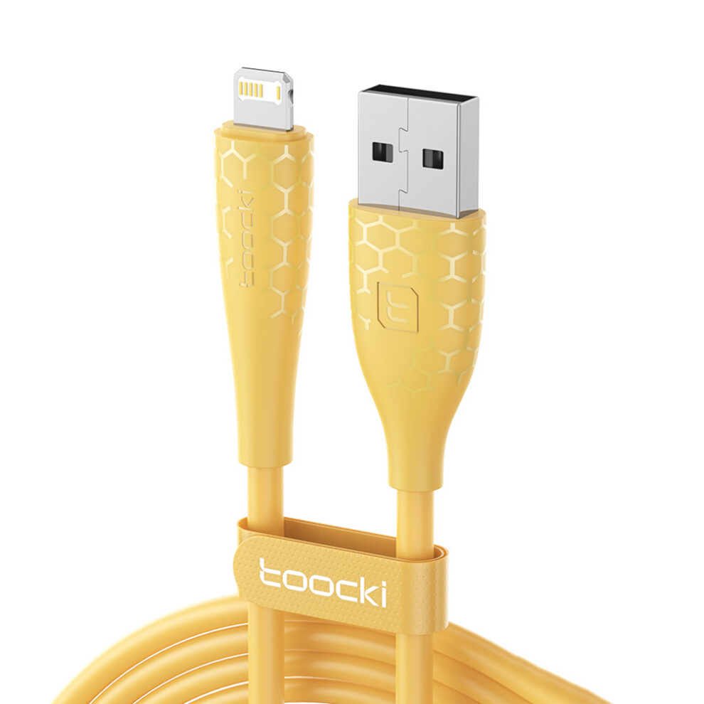() Toocki Tq-X26 2M 2.4A Fast Charging Usb A To Lightning Cable 480Mbps Data Sync Cord - Yellow/Blue 6914287202634
