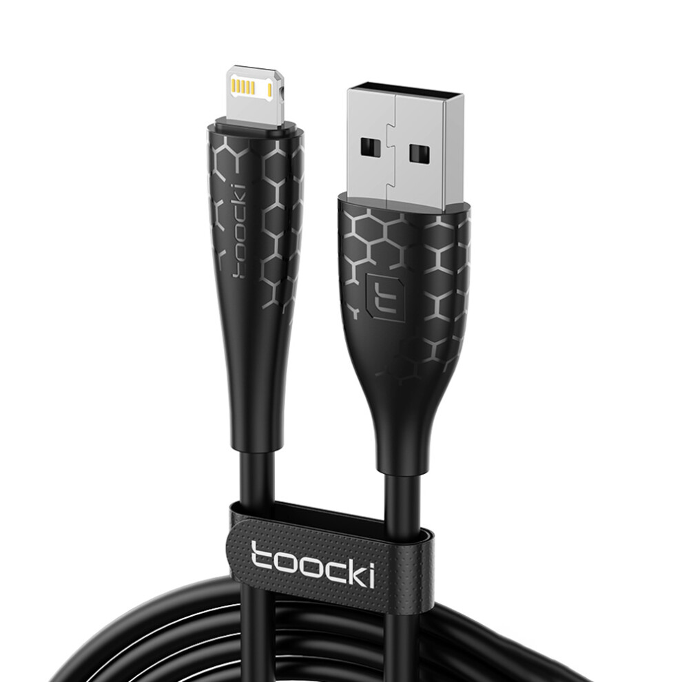 () Toocki Tq-X26 2M 2.4A Fast Charging Usb A To Lightning Cable 480Mbps Data Sync Cord - Black/Blue 6914285464157