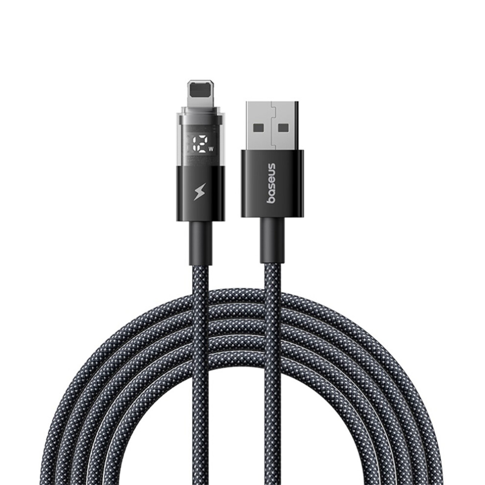 (Black) Baseus 2M 2.4A Fast Charging Data Cable Usb-A To Lightning Nylon Braided Cord - Black 6914282575009