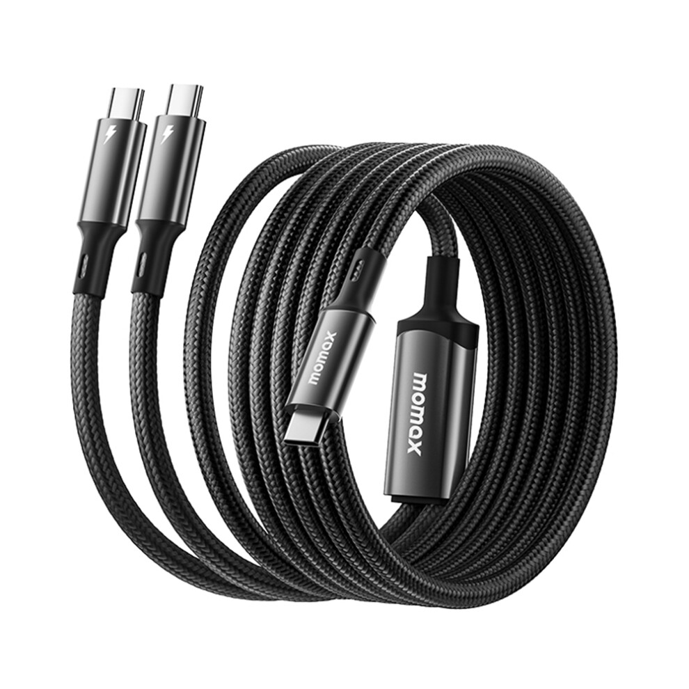 Momax 1.5M Usb C To 2 X Usb C Splitter Braided Cable 100W Fast Charging Magnetic Data Cord 6914288996884