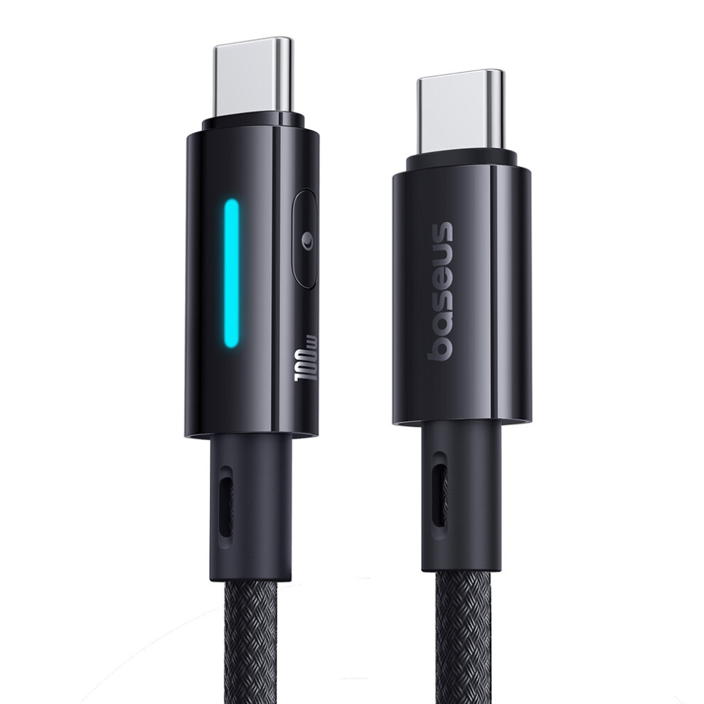 Baseus Lit 2M Type C To Type C Nylon Braided 100W Fast Charging Cable With Dynamic Flowing Light 6914286336996