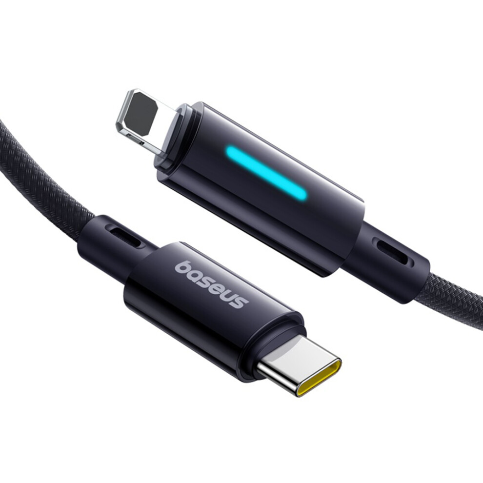 Baseus Lit 2M Type C To Ip Pd 20W Fast Charging Nylon Braided Cable With Dynamic Flowing Light 6914284385149