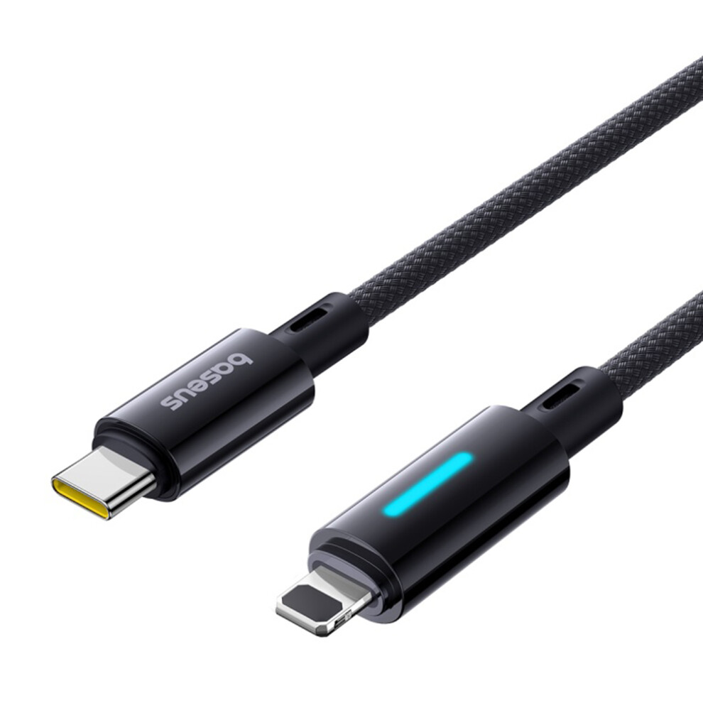 Baseus Lit 1M Type C To Ip Pd 20W Fast Charging Nylon Braided Cable With Dynamic Flowing Light 6914285109065