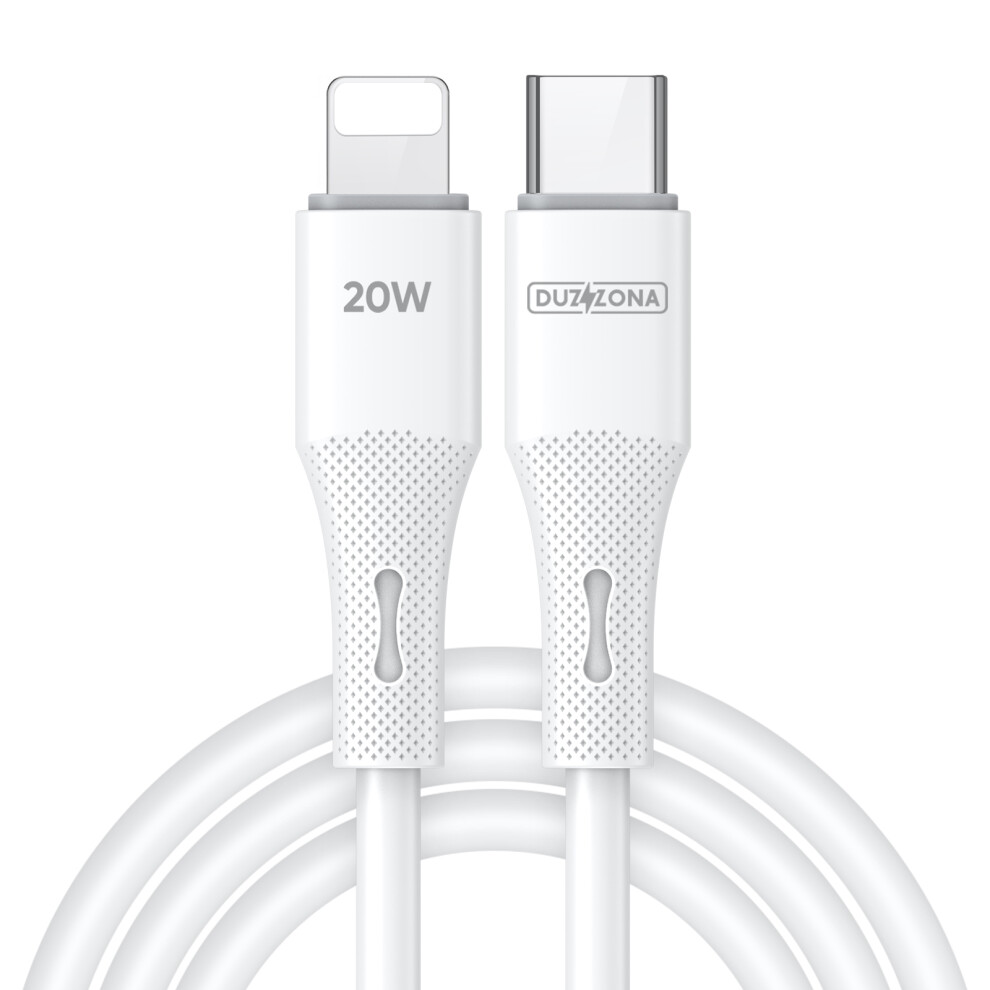 Duzzona A10 1M Pd 20W Charging Cable Usb-C To Iphone Liquid Silicone Cord - White 6914284751036
