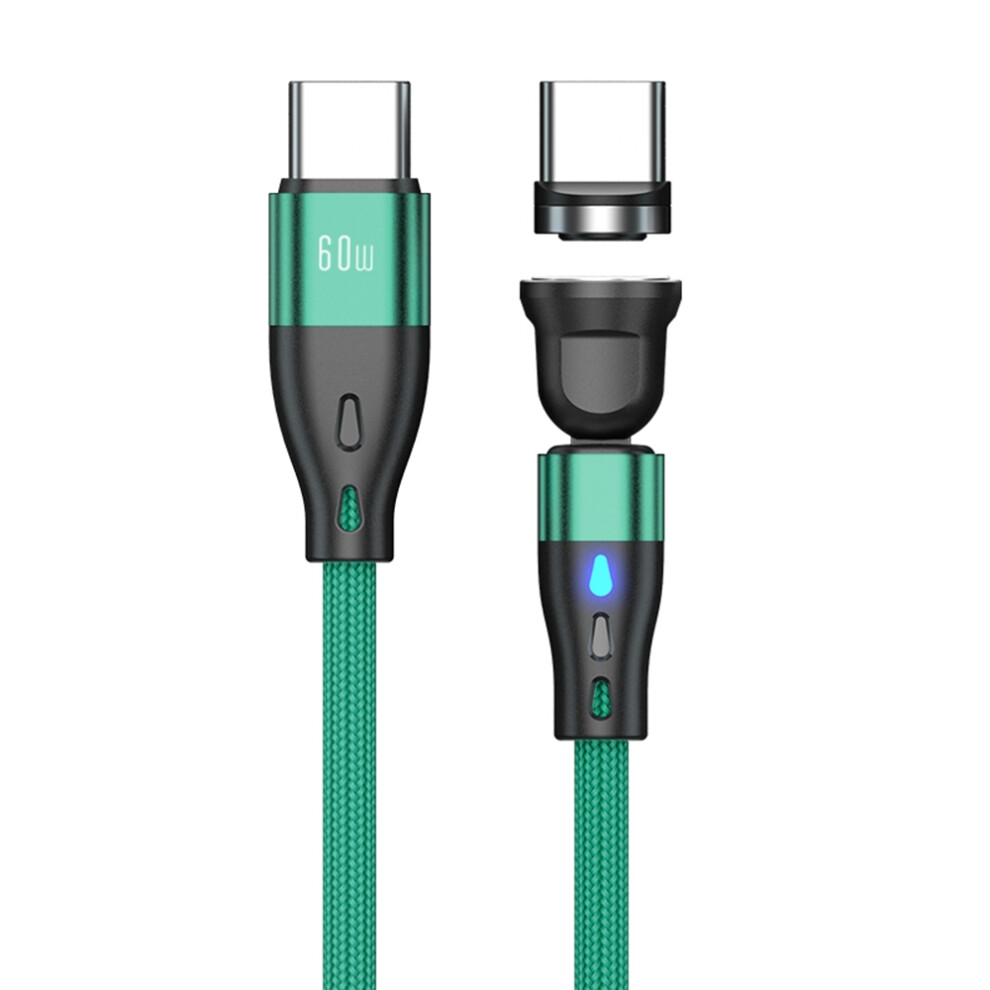() E7 2M Usb-C To Usb-C 60W 7-Pin Magnetic Charging Cable 540-Degree Rotation Nylon Braided Data Cable - Green/Black 6914283801886