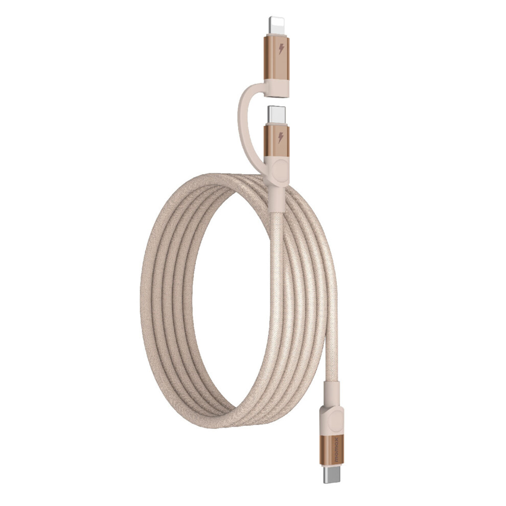 (Desert ) Momax Mag.link 1M Mfi Certified Magnetic Braided Cord 60W Usb-C To Usb-C Lightning Fast Charging Cable - Gold/Black 6914284469757