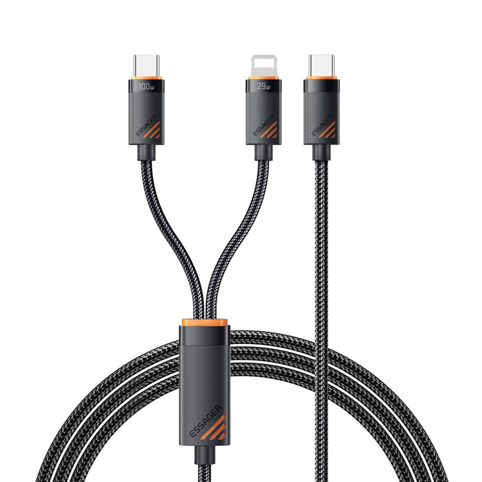 Essager Type-C To Ip + Type-C Data Cable E-Marker Chip Pd 100W Fast Charging Cable 1.2M 6914282170334