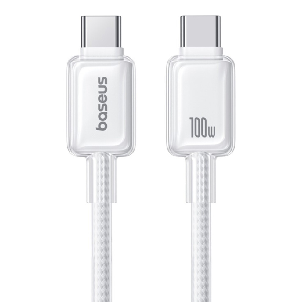 Baseus Crystal 1M 100W Fast Charging Cable Usb-C To Usb-C Nylon Braided Wire - White 6914286562364