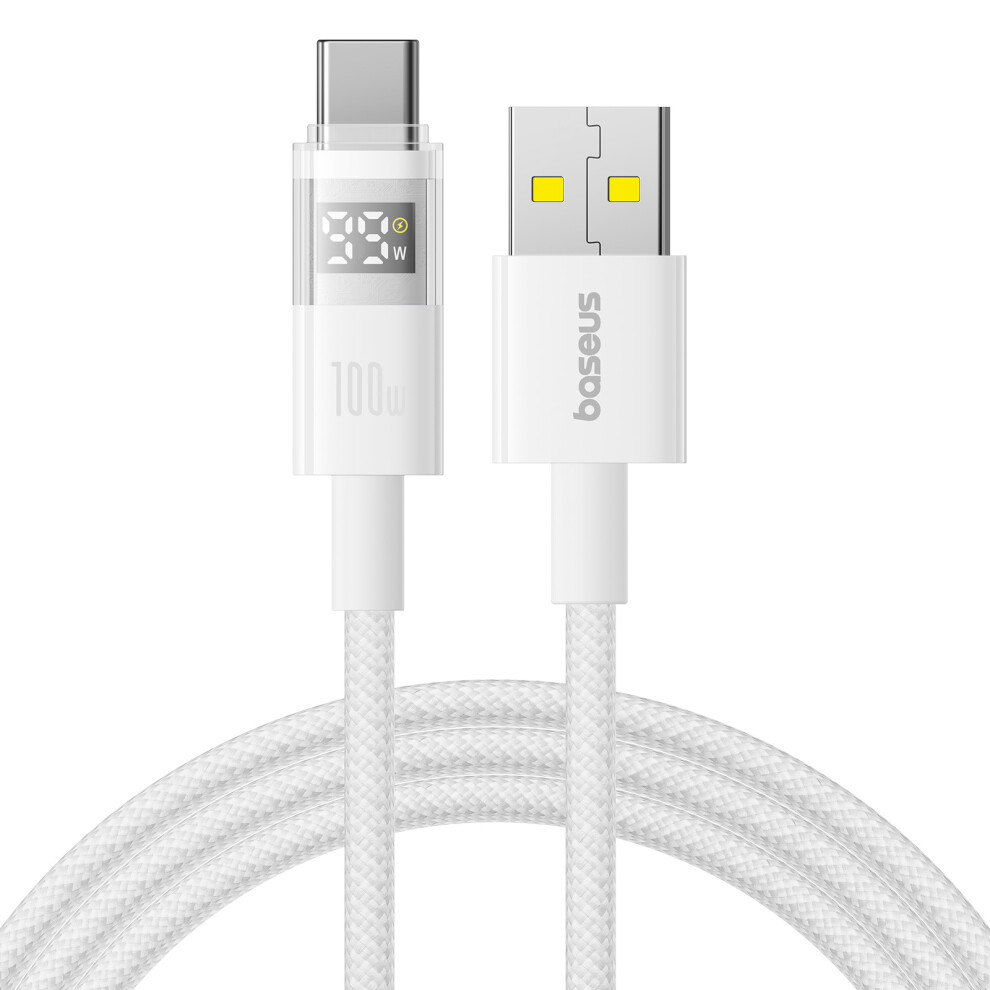 () Baseus Dispaly Ii 1M 100W Cable Data Transfer Usb-A To Usb-C Fast Charging Cord - White/Black 6914282018599