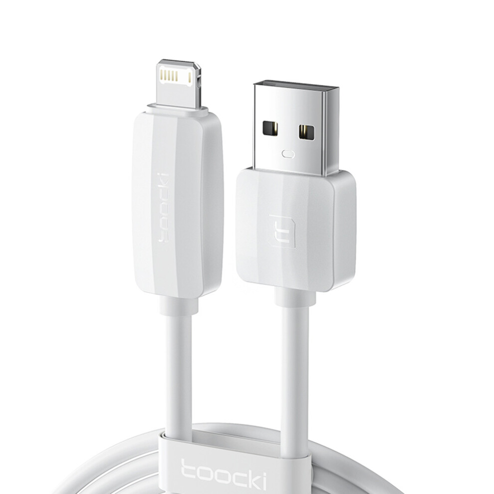 () Toocki Tq-X21 1M Usb A To Lightning Cable Silicone Data Sync Cord 2.4A Fast Charging For Iphone - White/Black 6914282955900