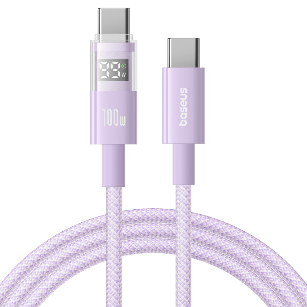 () Baseus Dispaly Ii 1M Charger Cable Fast Charging 100W Type-C To Type-C Data Cord - Purple/Black 6914281562192