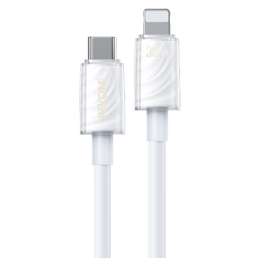 () Wekome Wdc-73 Pd30w Fast Charging Data Cable Type-C To Ip 480Mbps High Speed Transfer 1.2M Silicone Cord - White/Blue 6914284449629