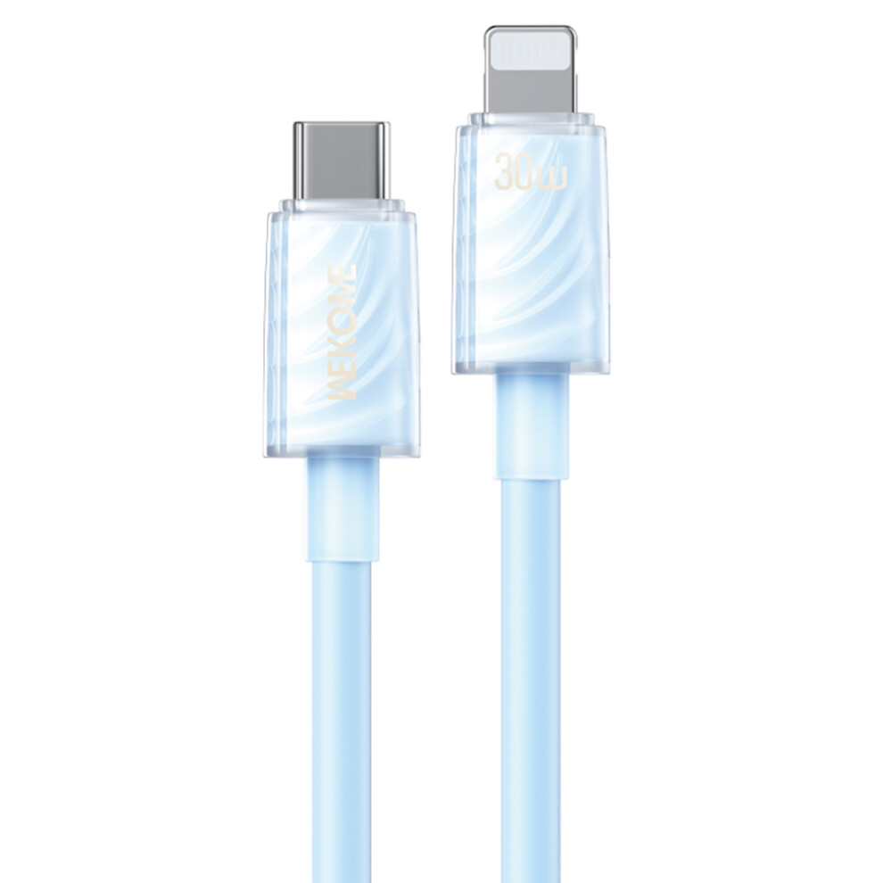 (Blue) Wekome Wdc-73 Pd30w Fast Charging Data Cable Type-C To Ip 480Mbps High Speed Transfer 1.2M Silicone Cord - Blue 6914284643782