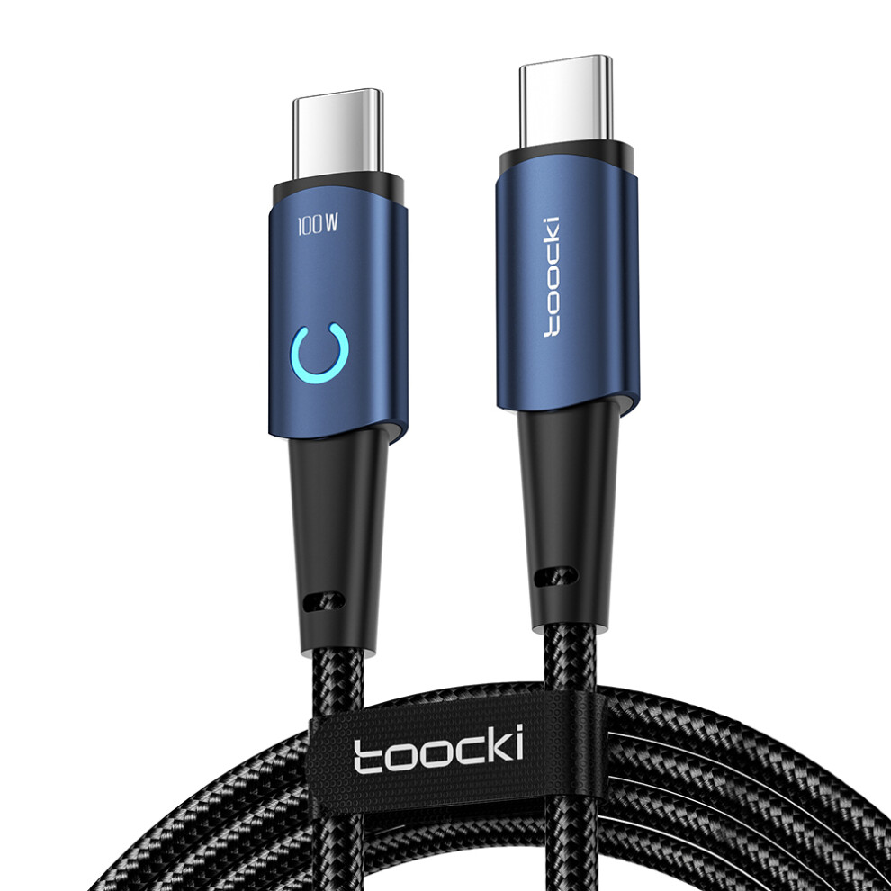 () Toocki Tq-X02 Usb-C To Usb-C Cable 1M Type C 100W Charger Cord 480Mbps Data Transfer - Blue/Grey 6914280545929