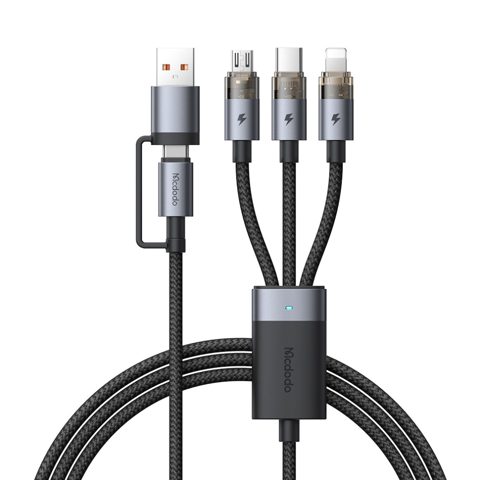 Mcdodo Ca-7260 1.2M Usb A + Usb C To Usb C + Ning + Micro Fast Charging Cable With Indicator Light 6914284831301