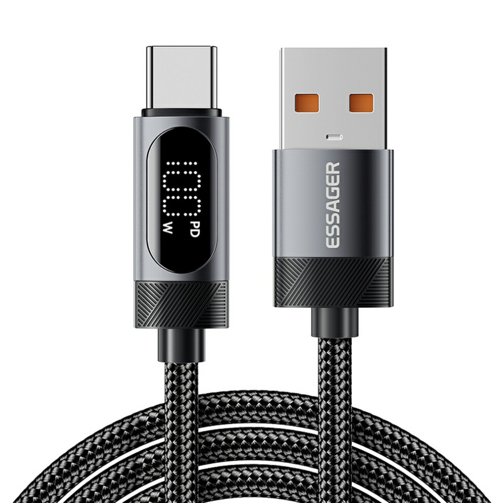 Essager 2M Usb To Type-C 7A Fast Charging Cable Data Sync Digital Display Braided Cord 6914280797090