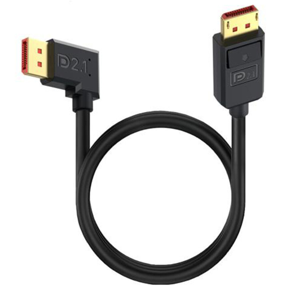 1.8M Displayport 2.1 To Left Angled Dp2.1 Extension Cable 54Gbps 16K 30Hz Video Cord - Black 6914284656584