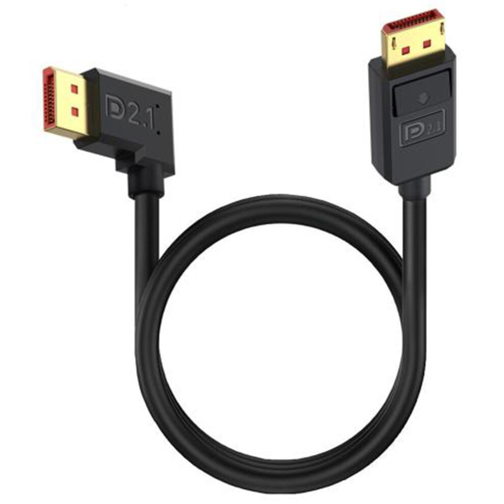 50Cm Displayport 2.1 To Right Angled Dp2.1 Extension Cable 54Gbps 16K 30Hz Video Cord - Black 6914287164833