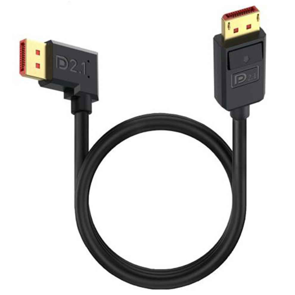 50Cm Displayport 2.1 To Left Angled Dp2.1 Extension Cable 54Gbps 16K 30Hz Video Cord - Black 6914288801034