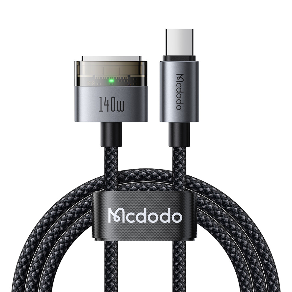 () Mcdodo Ca-207 2M 140W Usb C To Compatible With Magsafe 3 Cable With Indicator Nylon Braided Charging Cord - Black/Light 6914287404595