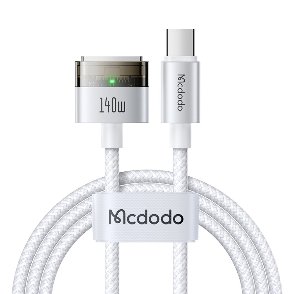 () Mcdodo Ca-207 2M 140W Usb C To Compatible With Magsafe 3 Cable With Indicator Nylon Braided Charging Cord - White/Light/Black 6914283784523