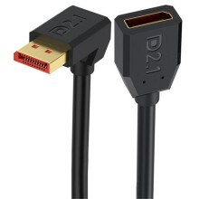 50cm Up Angled DP2.1 Male to Female Adapter Cord 54Gbps 16K 30Hz DisplayPort Extension Cable - Black