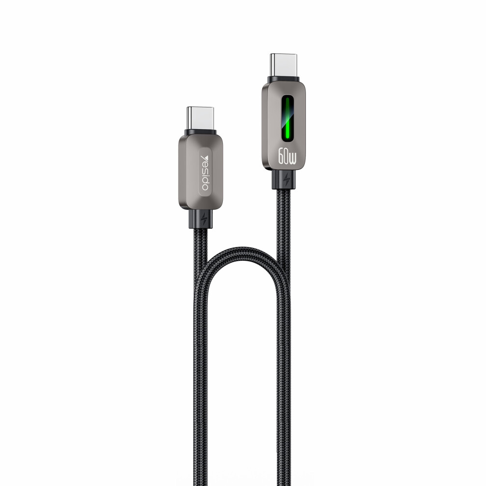 Yesido Ca198 60W 3A Usb-C To Usb-C Cable Zinc Alloy Flowing Braided Data Cable Light 6914281101551