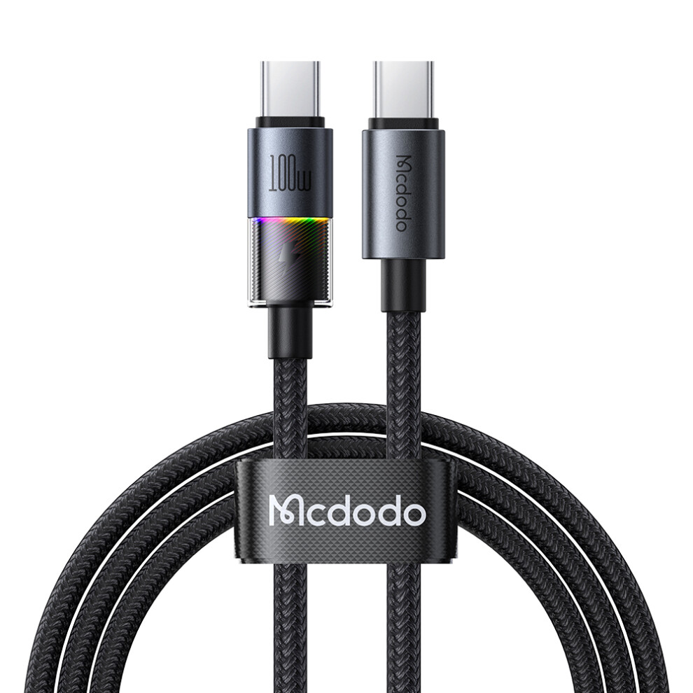 Mcdodo Ca-8200 1.2M Pd 100W Fast Charging Cord With Colorful Led Usb C To Usb C Data Cable Light 6914282879459